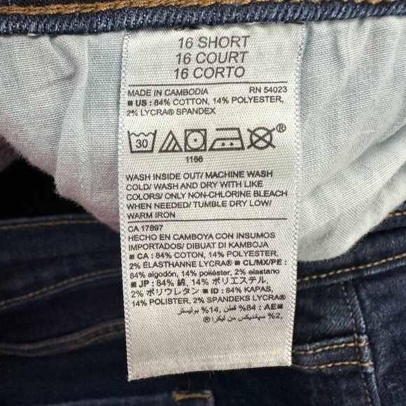 Old Navy Curvy Mid Rise Straight Women's size 16P Dark Blue Denim Jeans - Picture 4 of 5